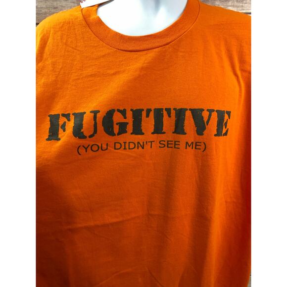NWT Fugitive (You Never Saw Me) Funny Jail Break T-shirt Size 3XL Orange Cotton - Picture 7 of 8